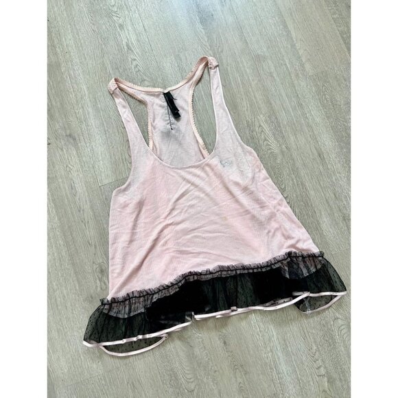 Victoria's Secret Pink Lace Camisole Pajama Sleeveless Tank Top Sz M Rhinestones - Picture 5 of 6